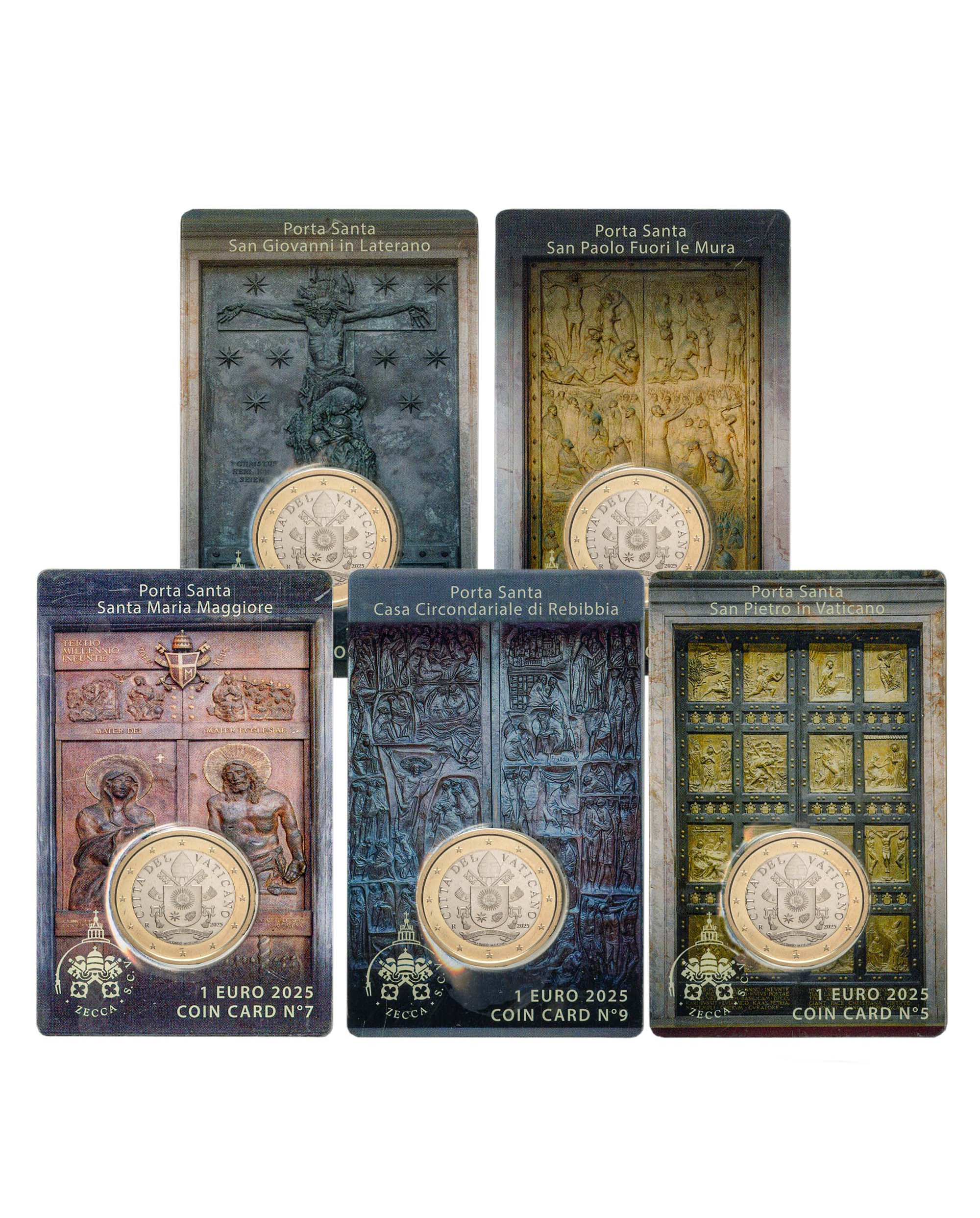 Serie di Coin Card 2025 con moneta da 1 euro Le Porte Sante