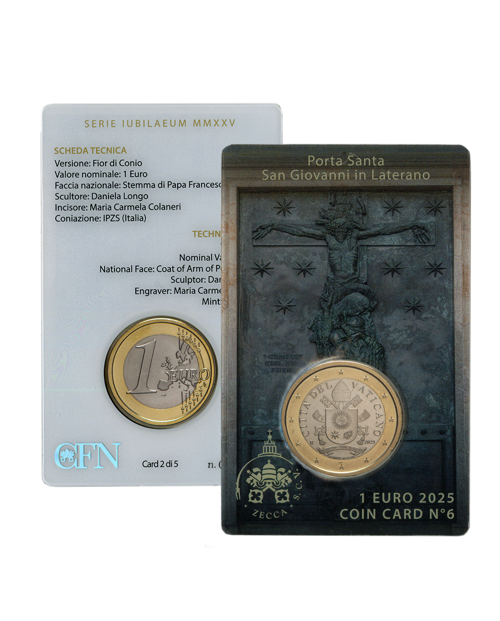 Coin card 1 euro 2025 Porta Santa San Giovanni in Laterano