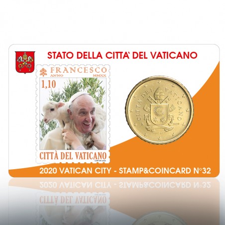 (14-02-2020) STAMP & COINCARD 2020 1,10 PONT. (ARANCIO)